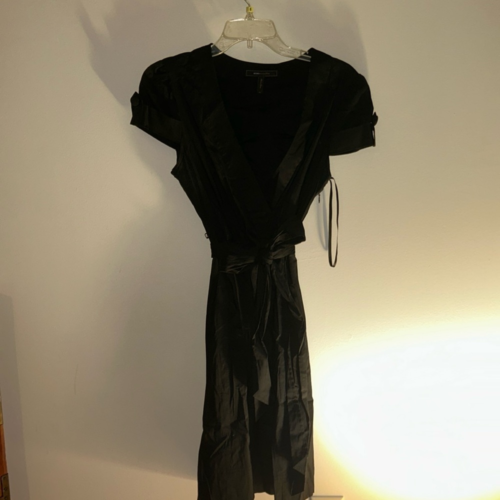 LIKE NEW BCBG belted black dress